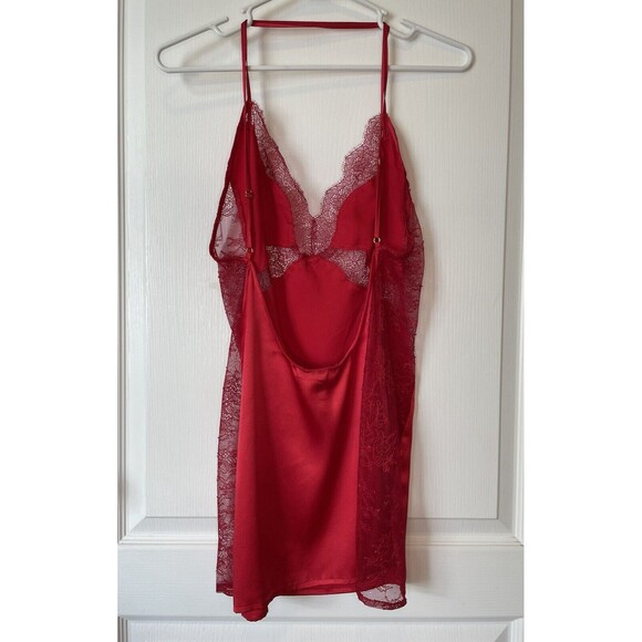 Victoria’s Secret Two Piece Set Nightgown Red Satin Lace Size S/M - Picture 4 of 11